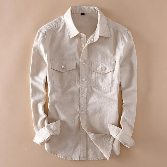 Linen Shirts Men's Casual Shirts Long Sleeve Shirts