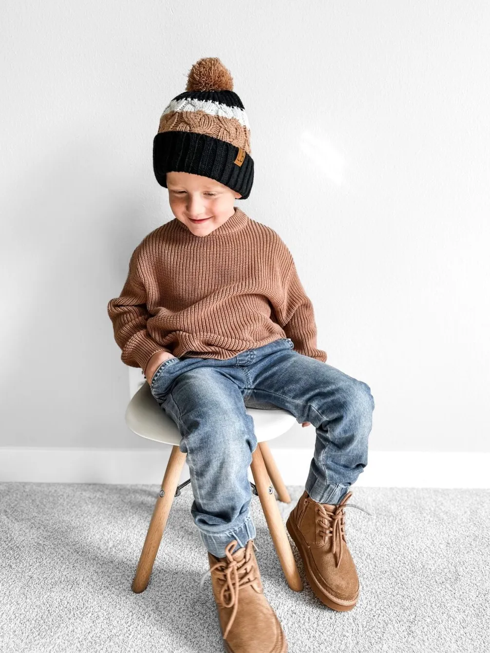 LITTLE BIPSY - Chunky Knit Sweater | Nutmeg