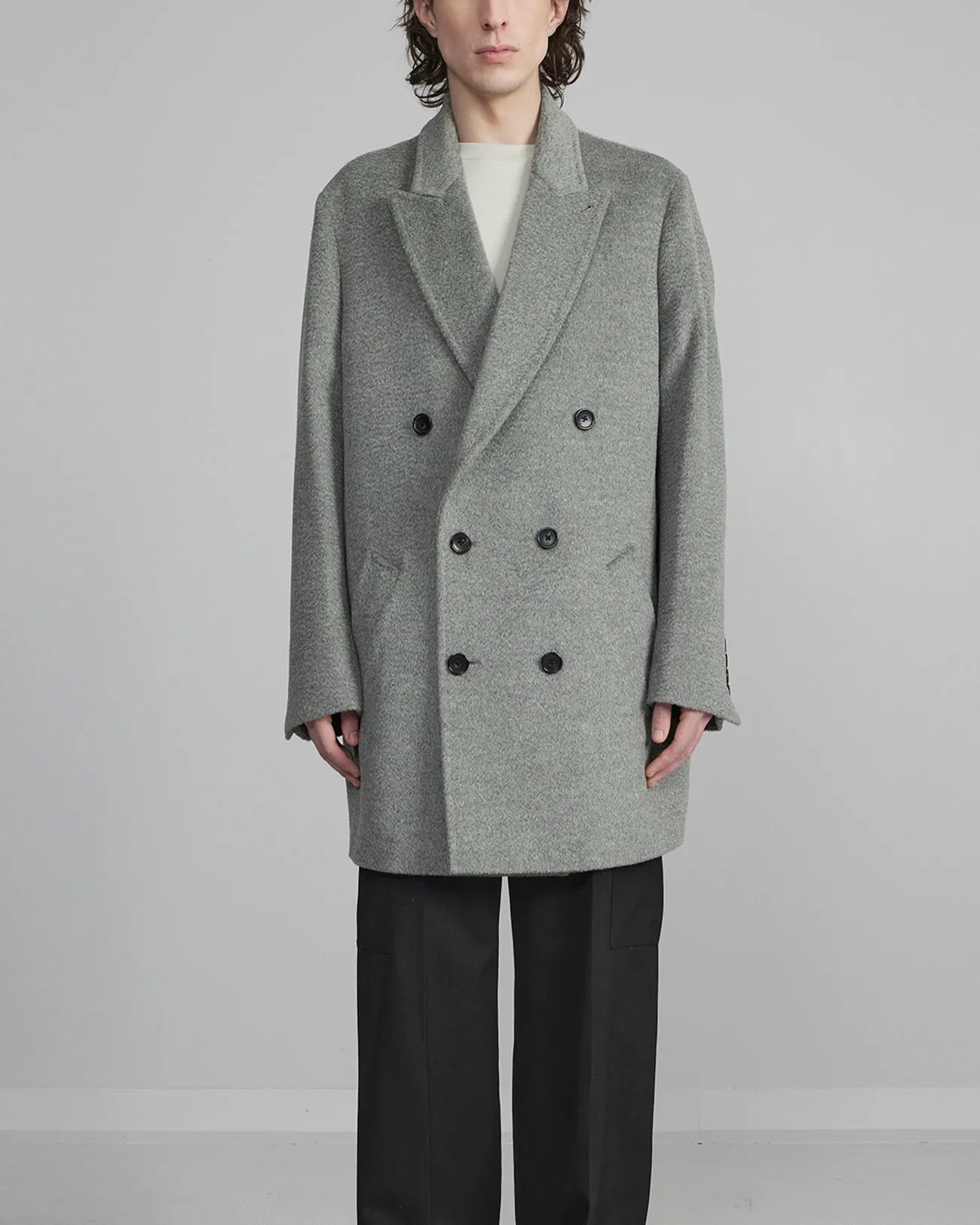 LOGAN WOOL & ALPACA DOUBLE BREAST GREY TOPCOAT