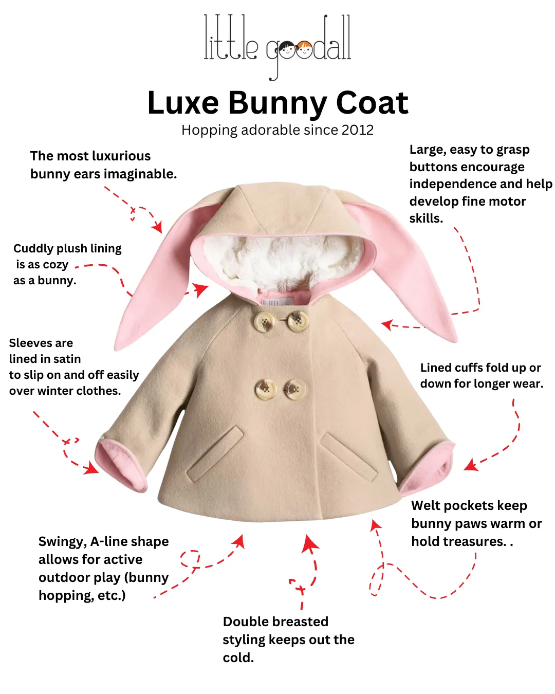 Luxe Bunny Coat in Sand & Pink