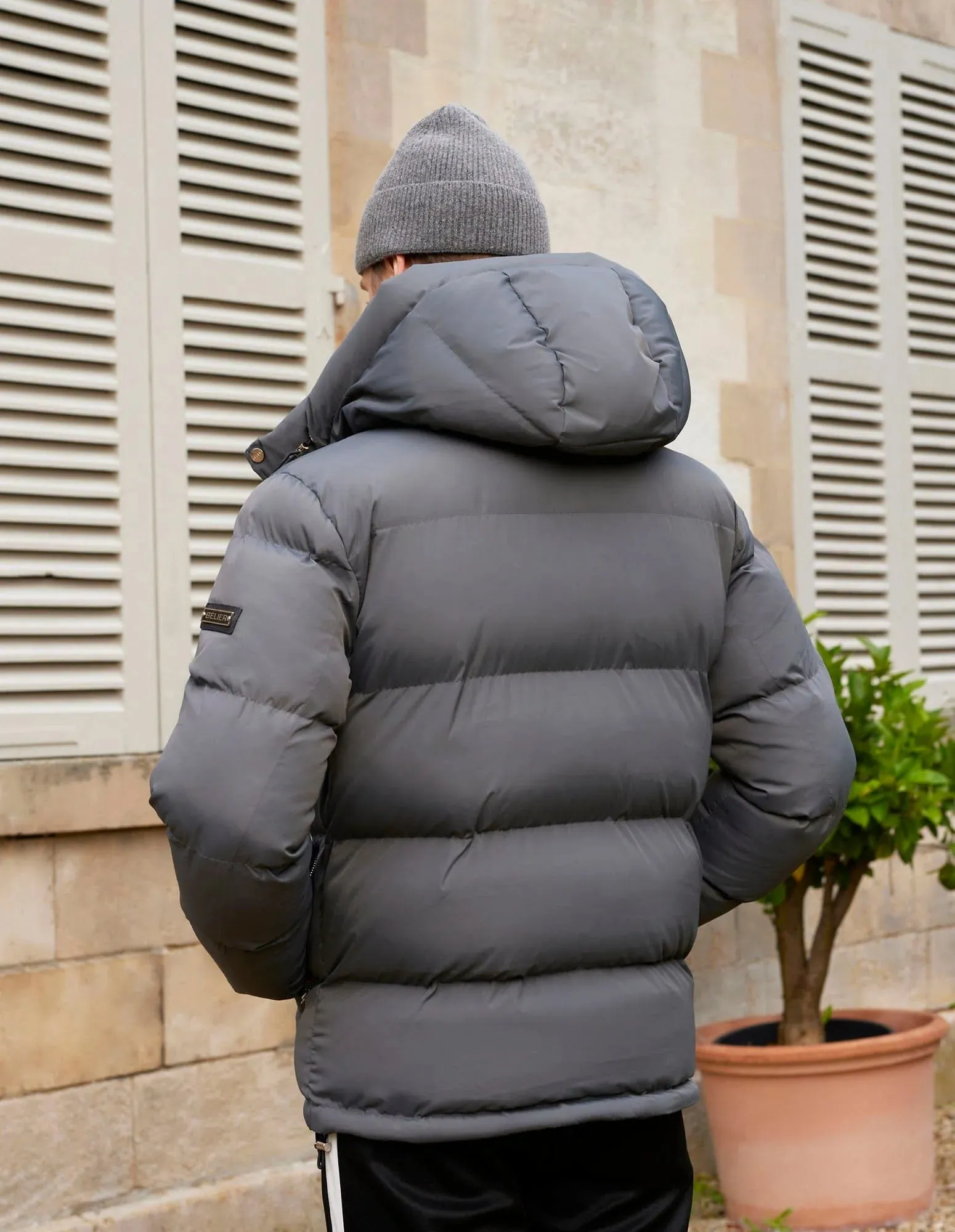 Men's Belier Charcoal Puffer Hooded Jacket