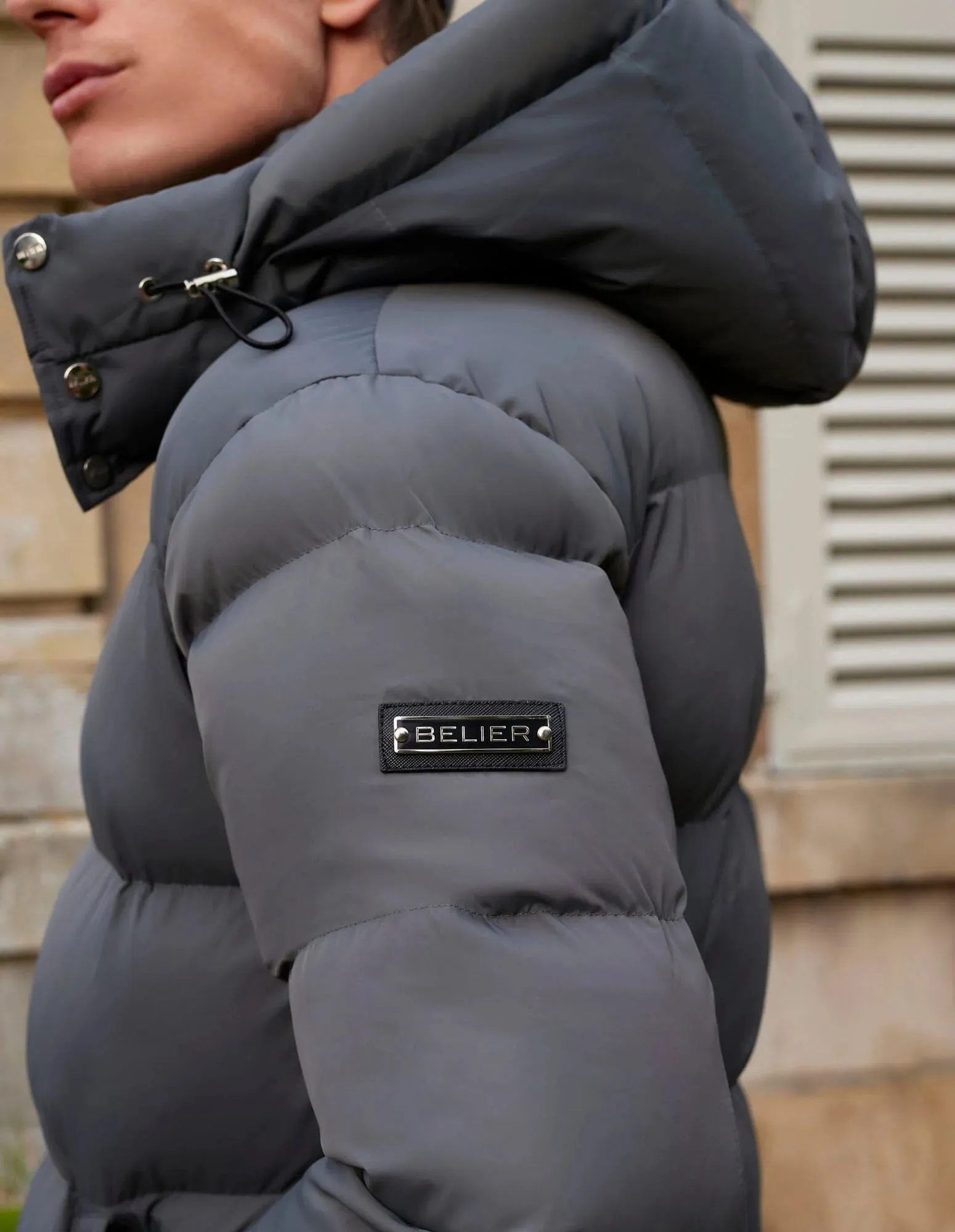 Men's Belier Charcoal Puffer Hooded Jacket