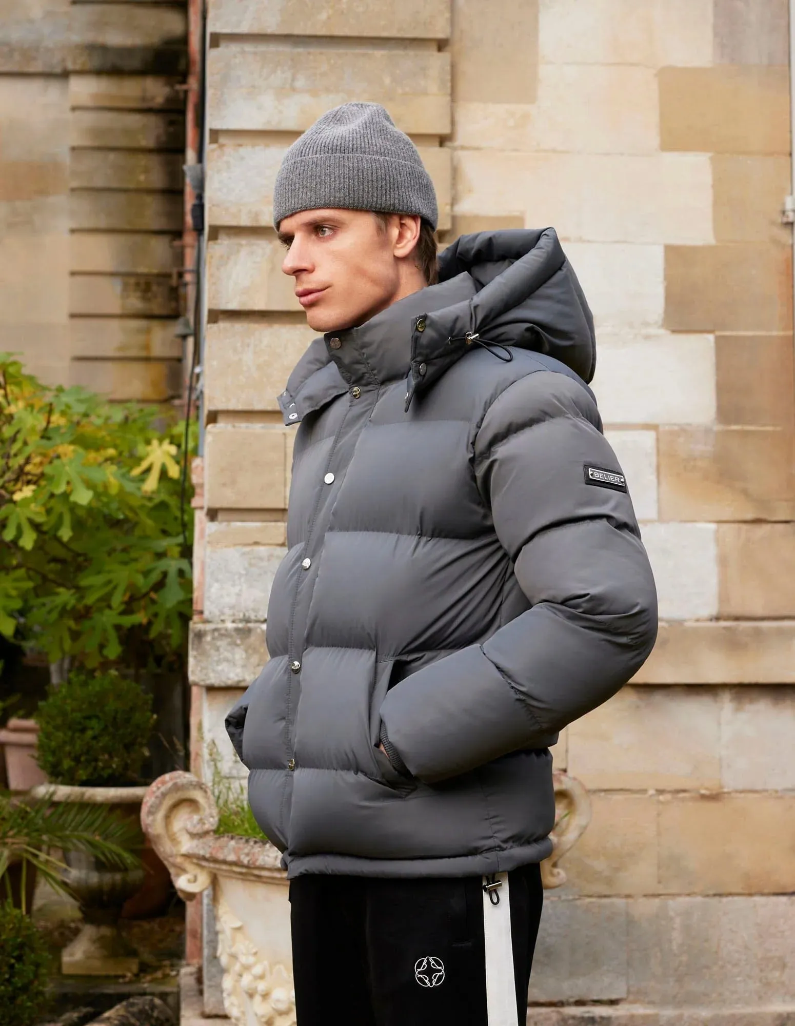 Men's Belier Charcoal Puffer Hooded Jacket