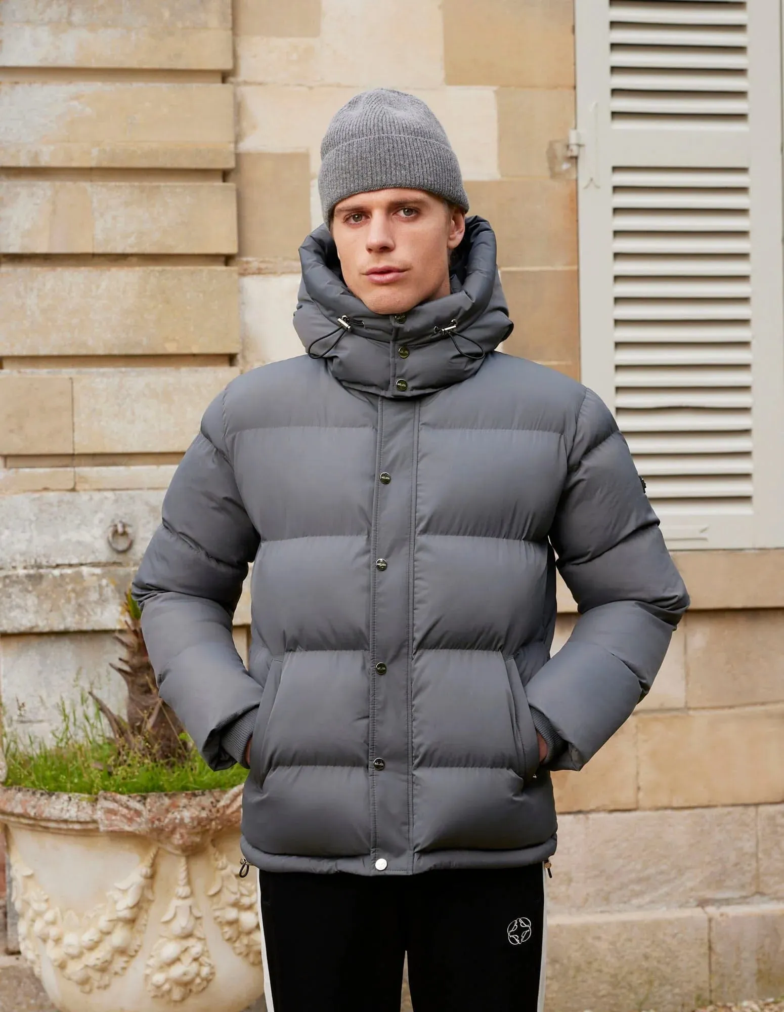 Men's Belier Charcoal Puffer Hooded Jacket