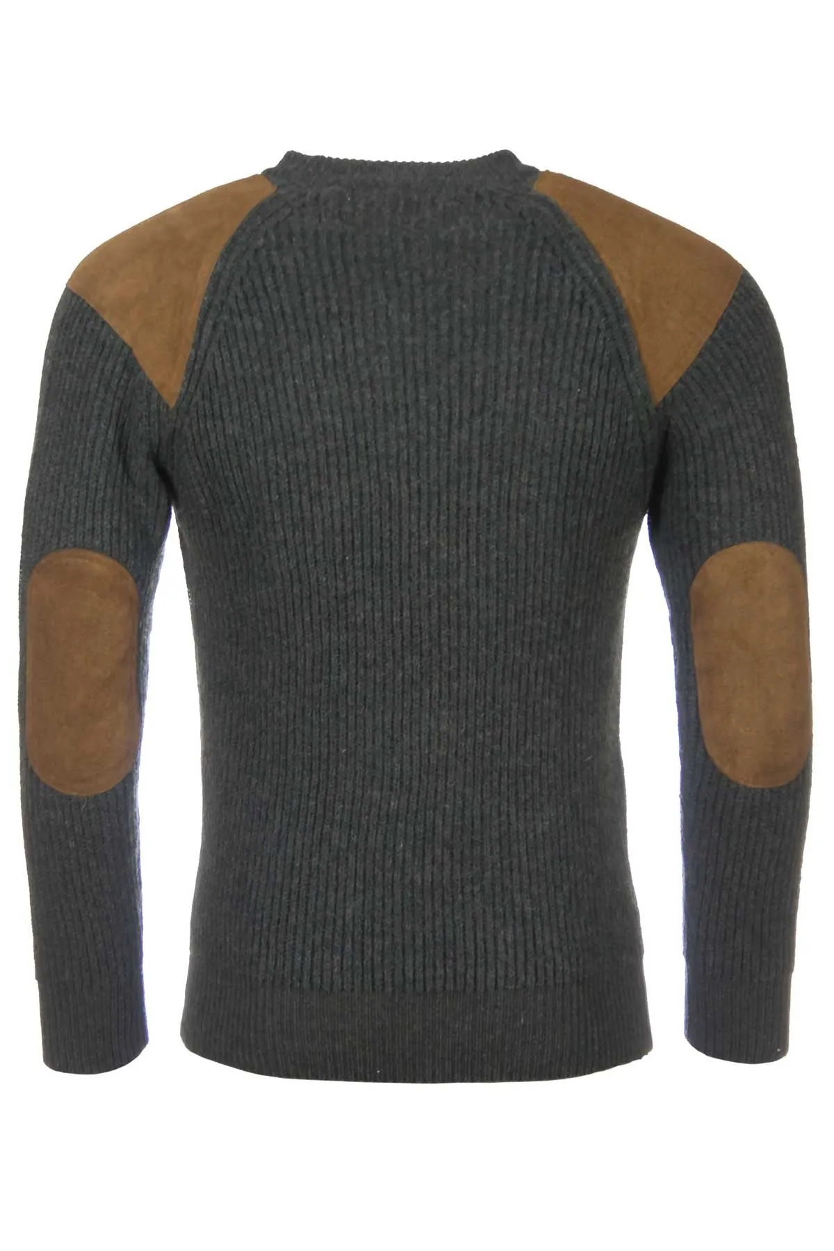 Men's Chunky Crew Neck Shooting Jumper With Elbow Patches