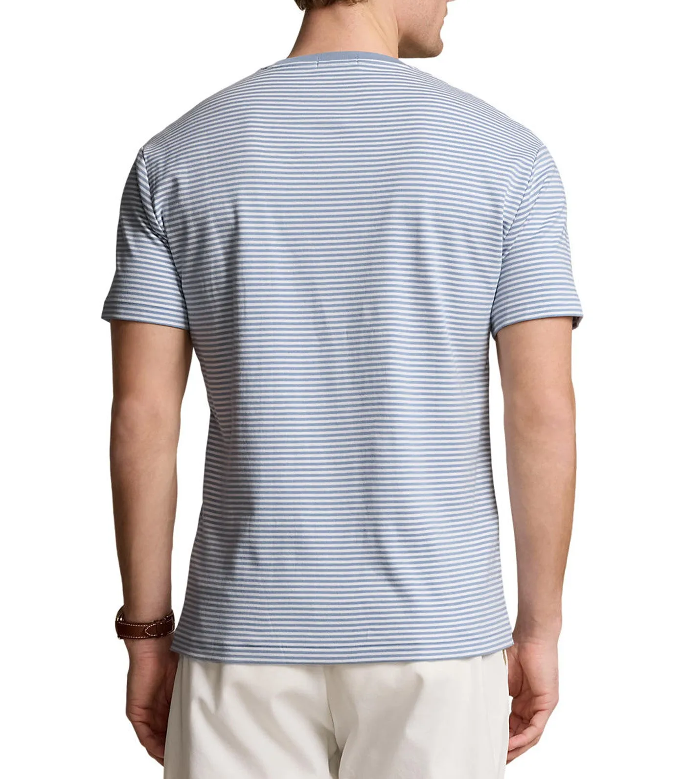 Men's Classic Fit Striped Soft Cotton T-Shirt Vessel Blue/White