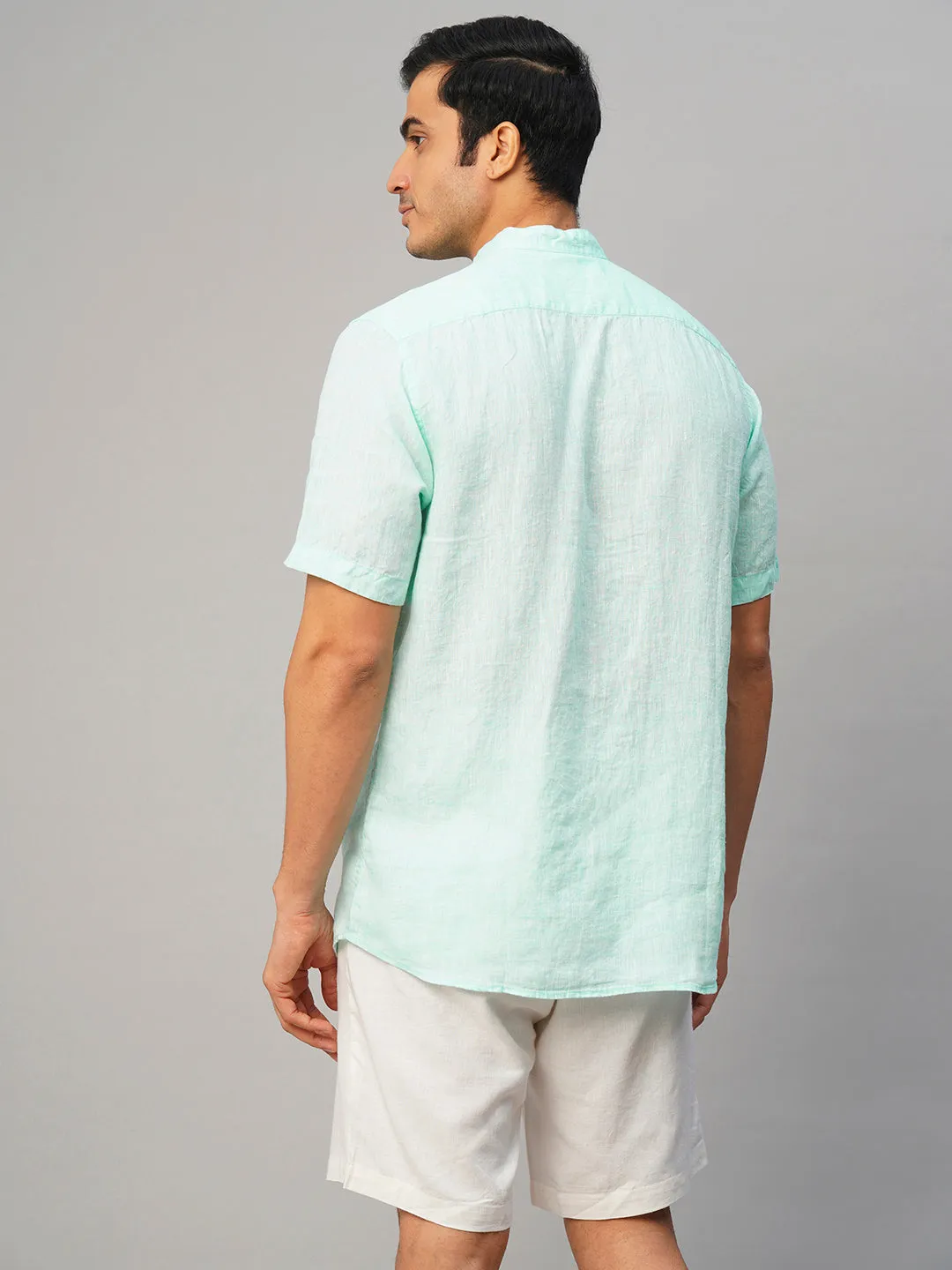 Men's Mint 100% Linen Regular Fit Shirt