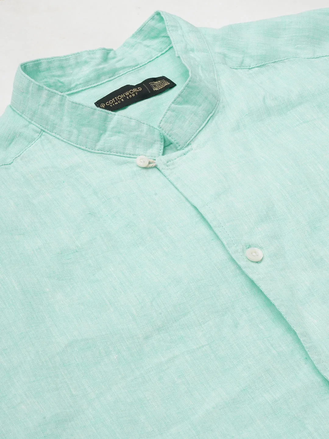 Men's Mint 100% Linen Regular Fit Shirt