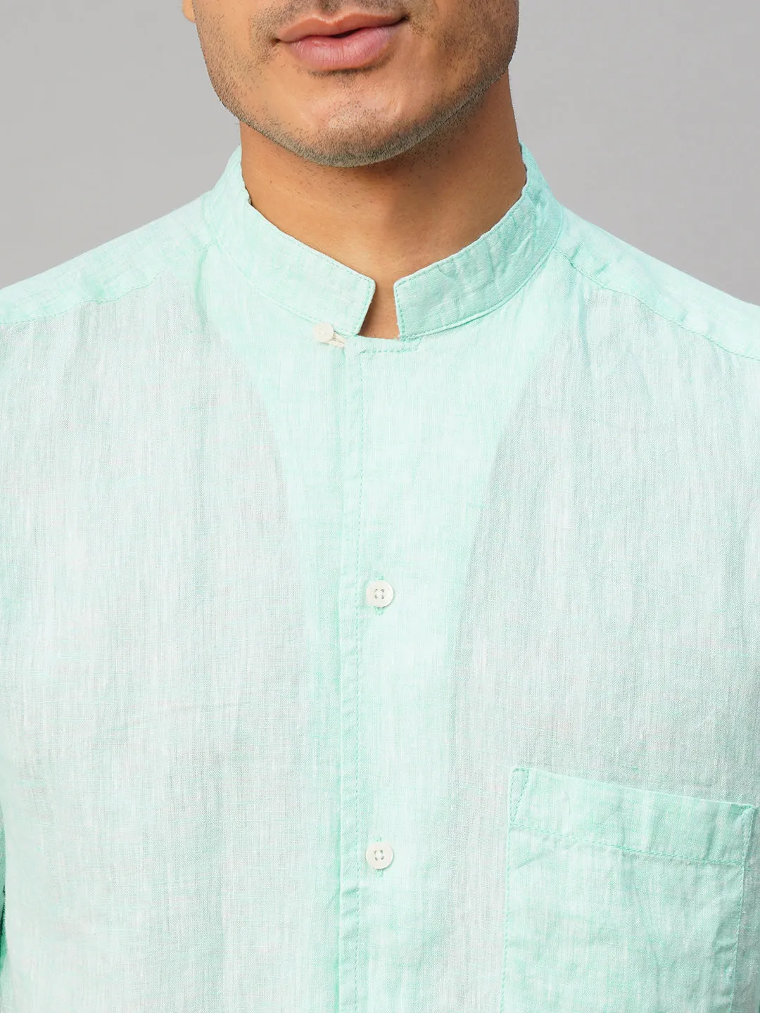 Men's Mint 100% Linen Regular Fit Shirt