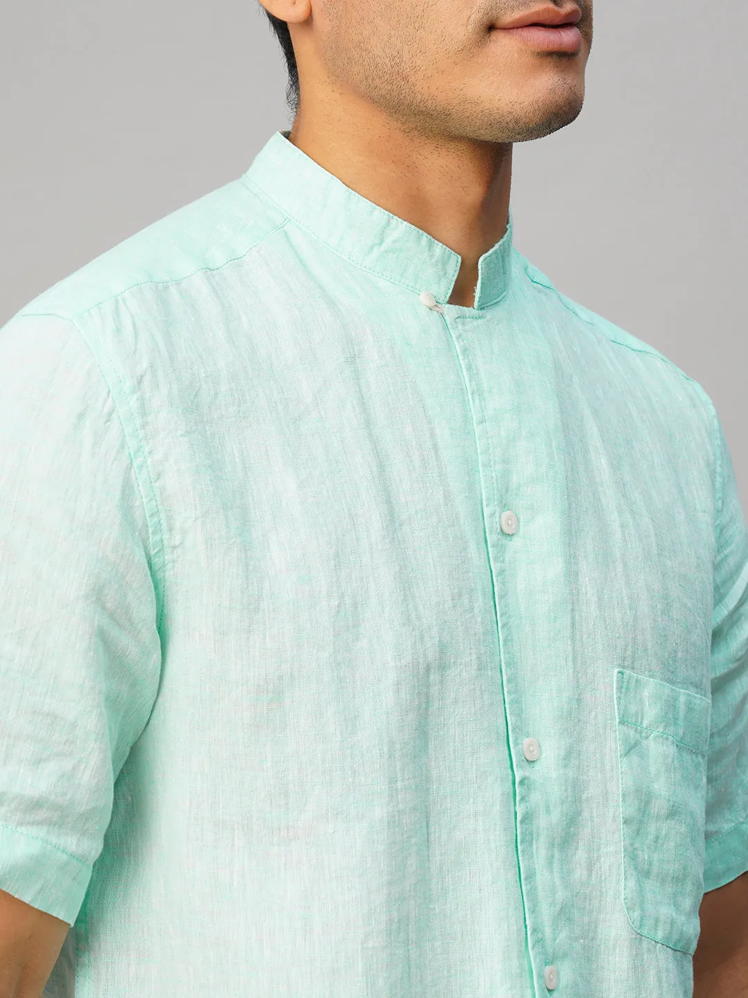 Men's Mint 100% Linen Regular Fit Shirt