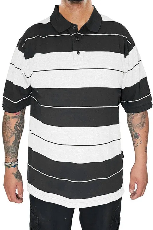 Mens Old School Striped Polo Shirts 7 Colors