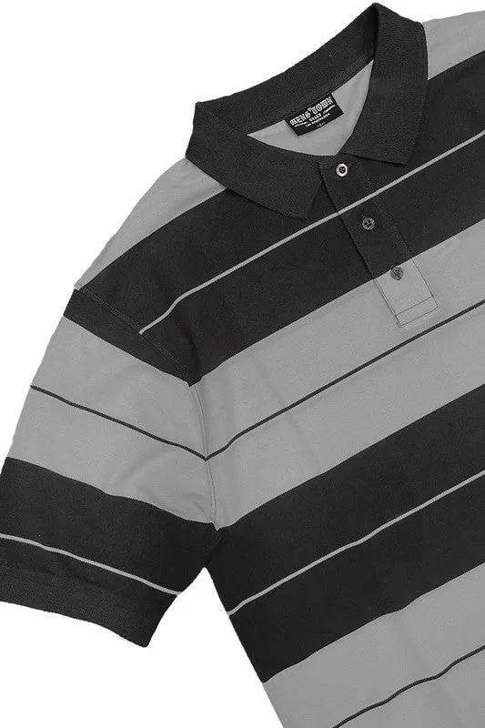 Mens Old School Striped Polo Shirts 7 Colors