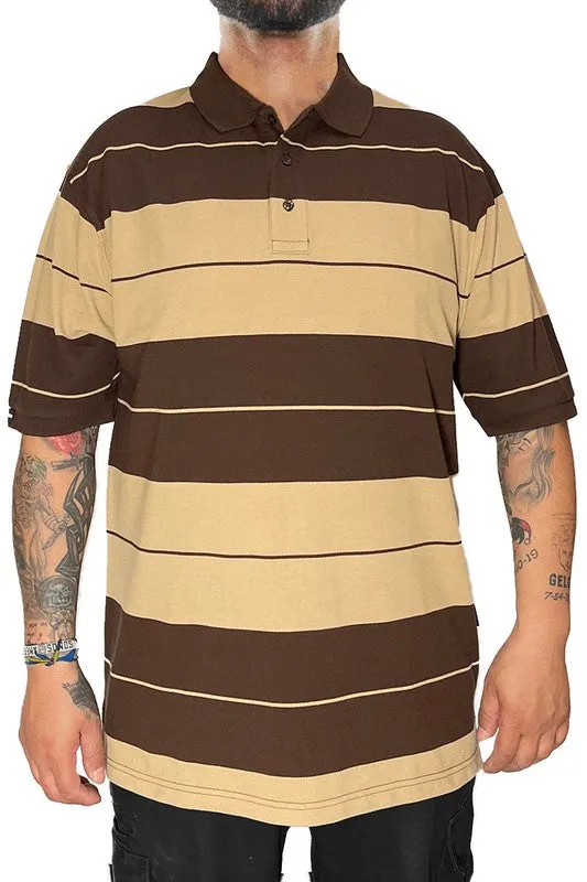 Mens Old School Striped Polo Shirts 7 Colors