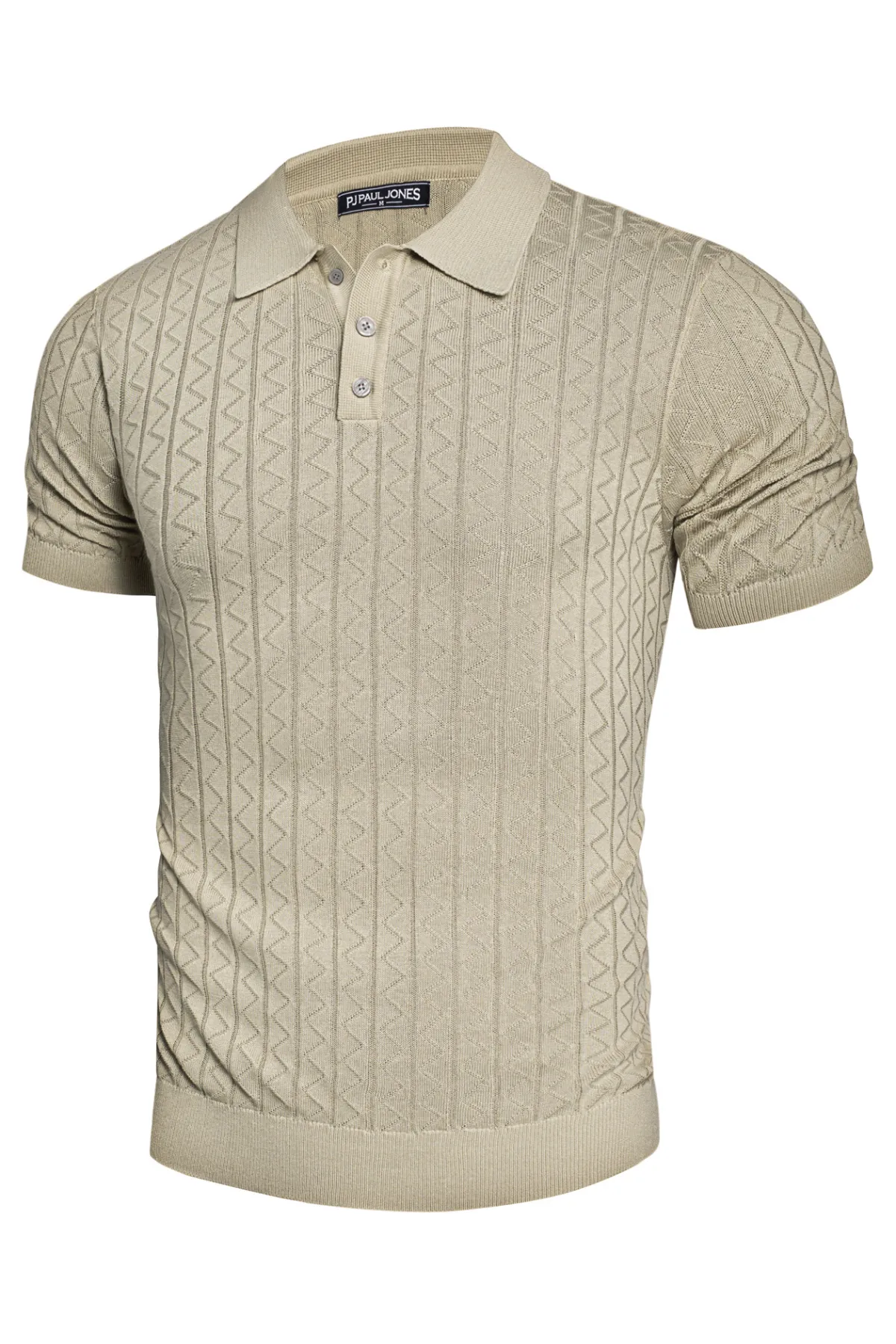 Mens Polo Shirts Short Sleeve Wavy Textured Knit Polo Shirts