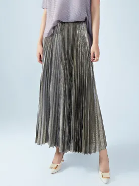 Metallic Pleated Loose Skirts Bottoms