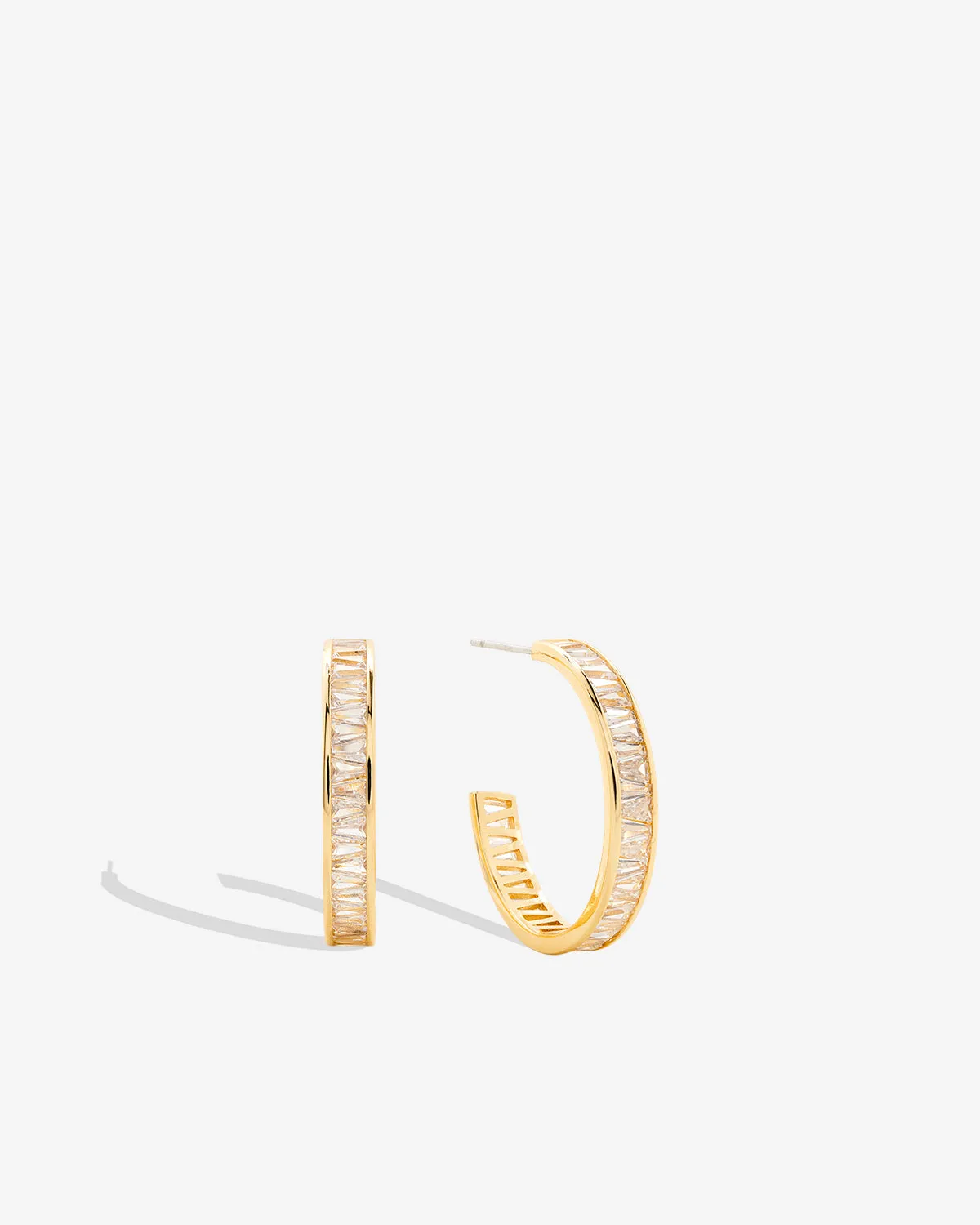 Mom Baguette Midi Hoop Earrings