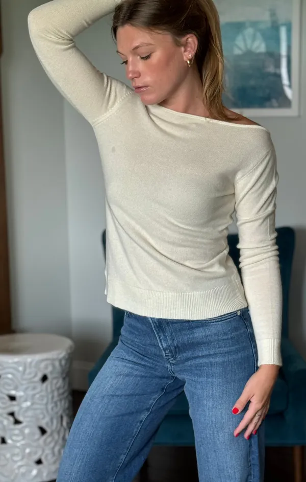 Off The Shoulder L/S Cashmere Sweater