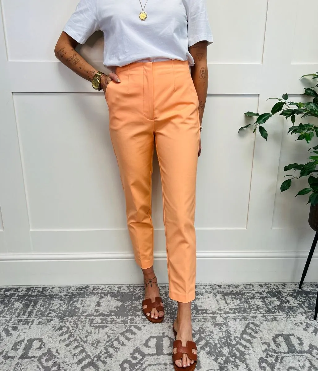 Orange Slim Fit Ankle Grazer Trousers