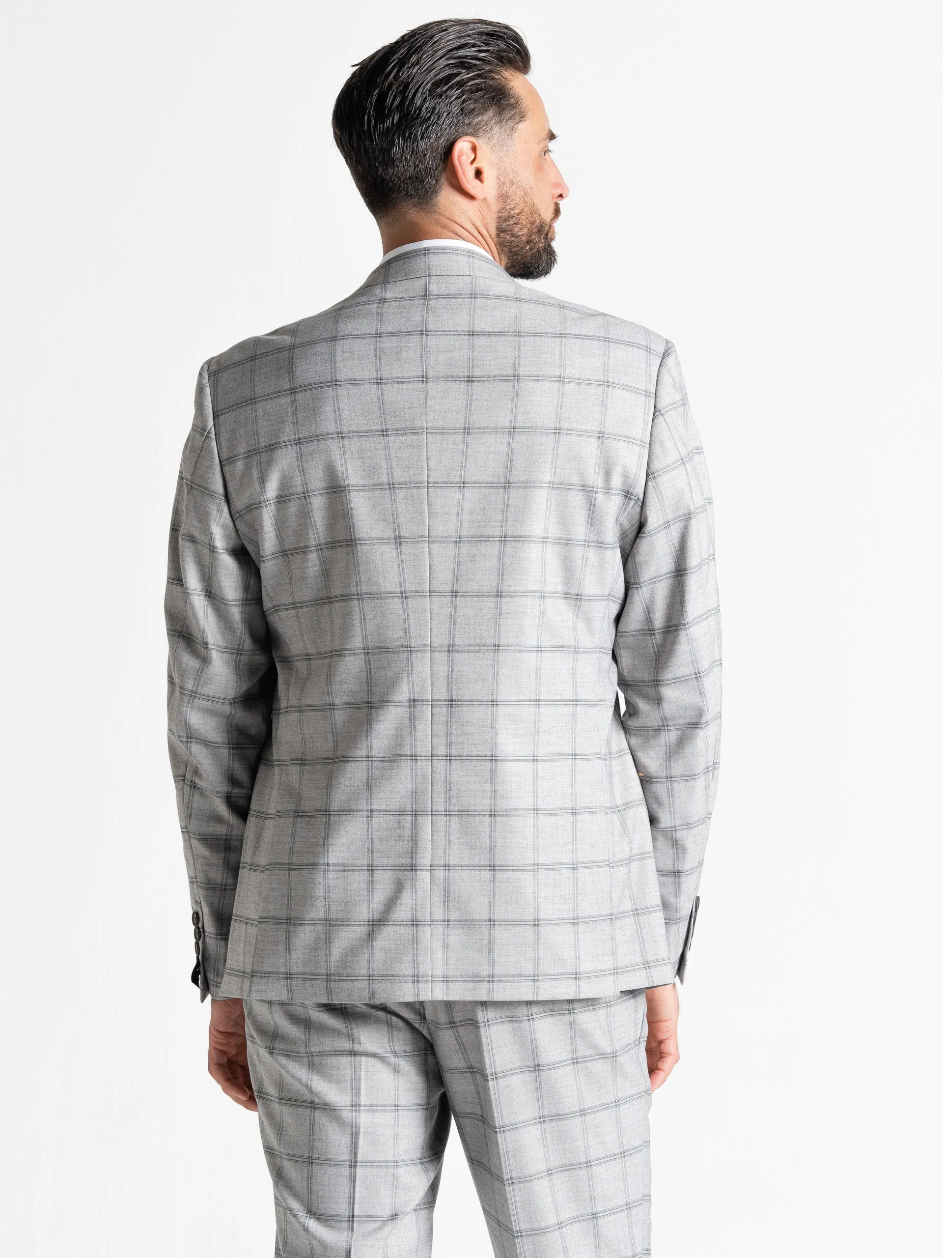 OXFORD SOFT GREY WITH BLACK CHECKS DETAILING