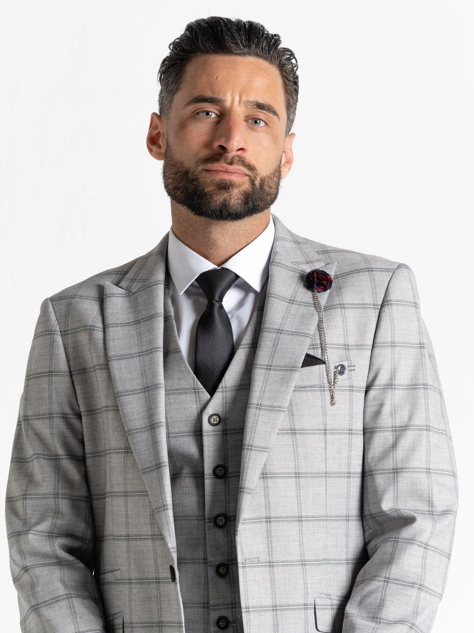 OXFORD SOFT GREY WITH BLACK CHECKS DETAILING