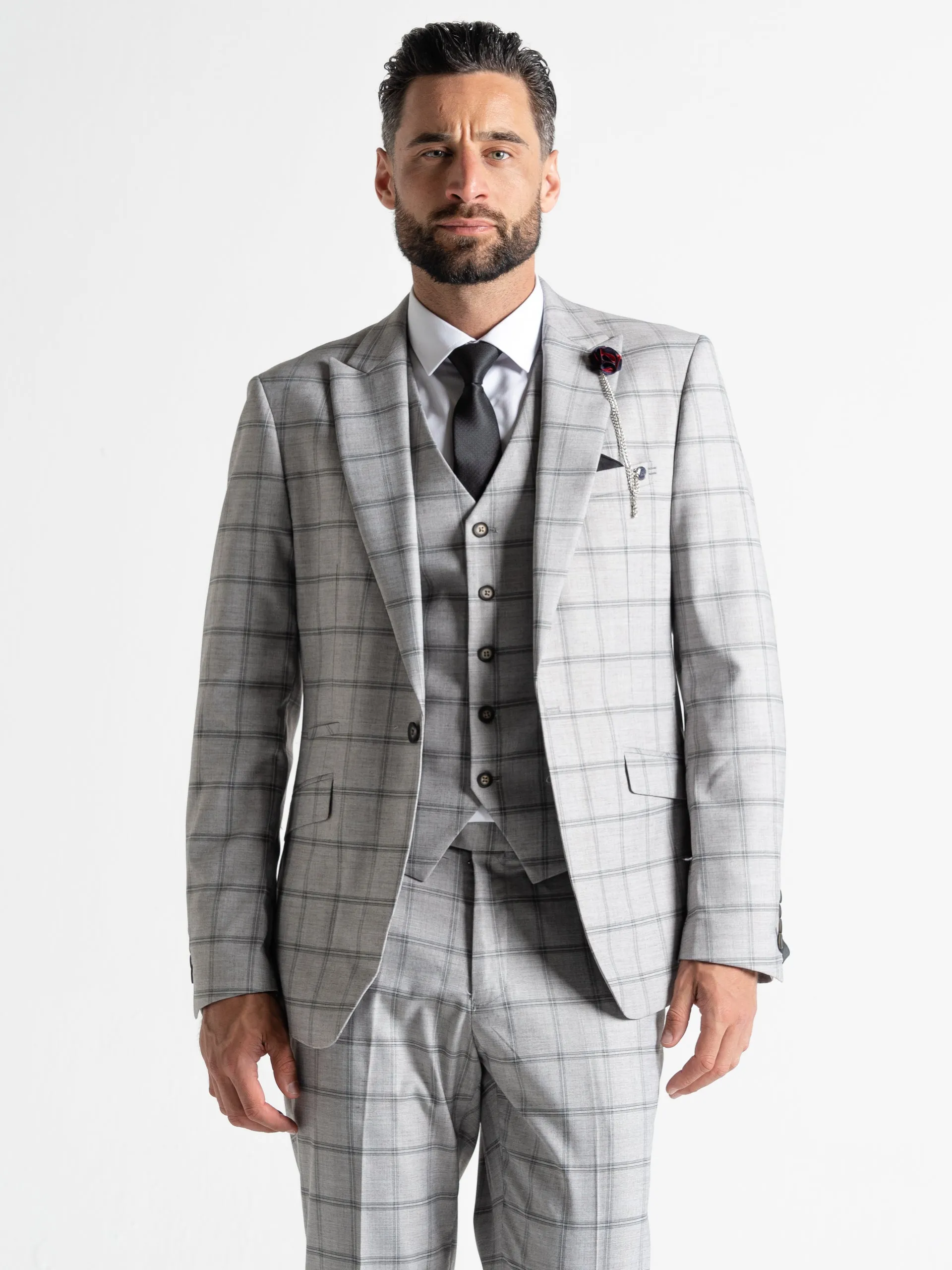 OXFORD SOFT GREY WITH BLACK CHECKS DETAILING