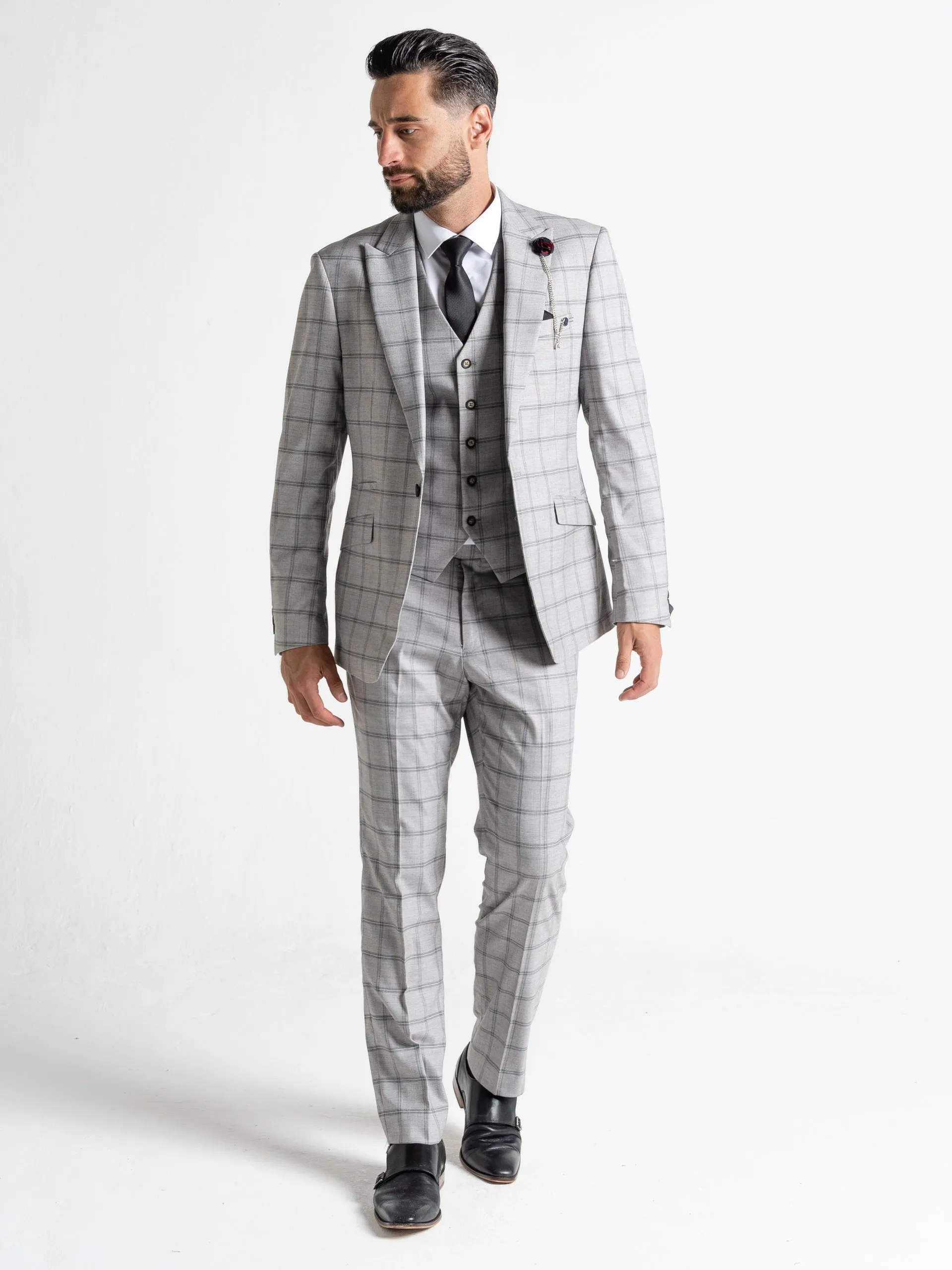 OXFORD SOFT GREY WITH BLACK CHECKS DETAILING