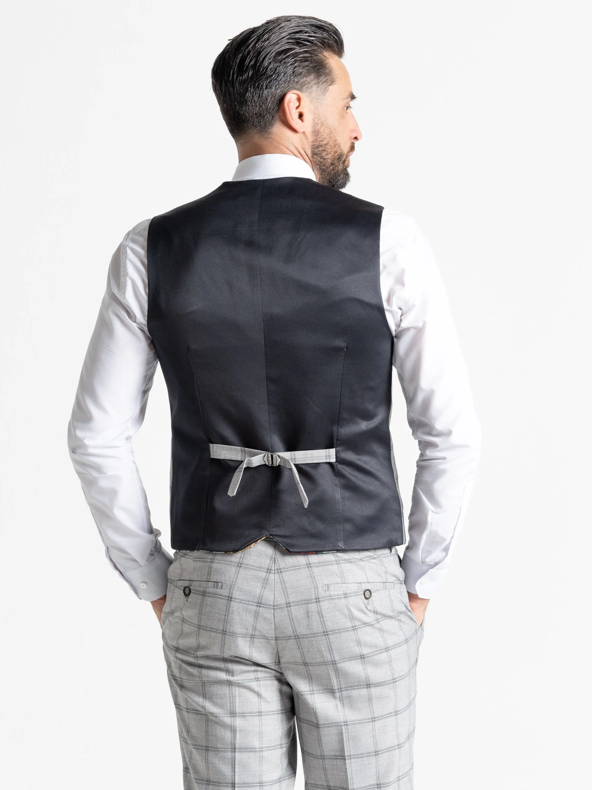 OXFORD SOFT GREY WITH BLACK CHECKS DETAILING