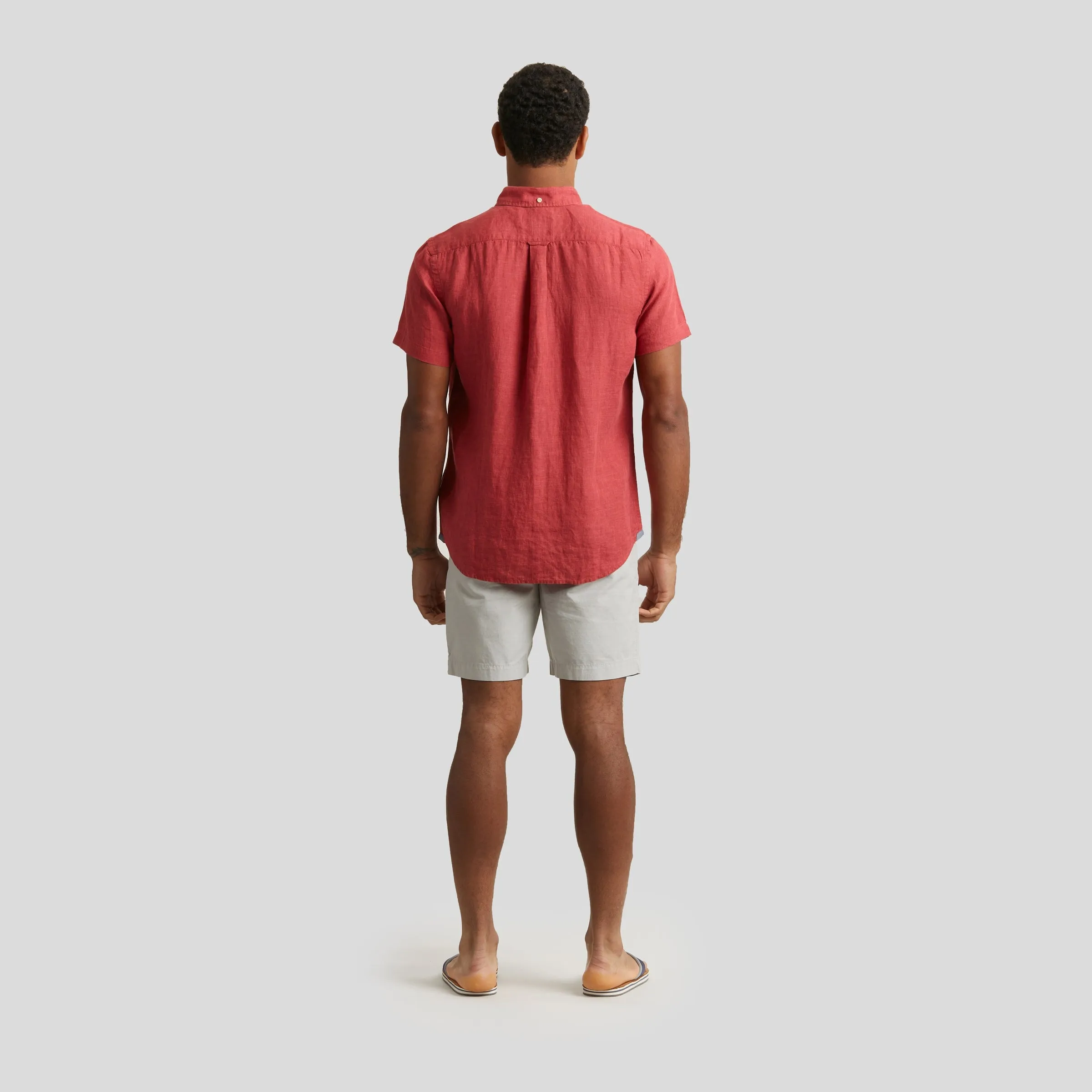 Paloma Sun Washed Linen Short Sleeve Shirt - Red