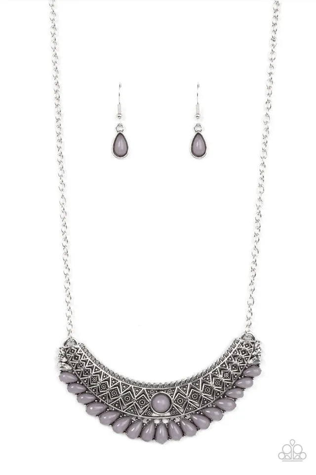 Paparazzi Necklace ~ Abundantly Aztec - Silver