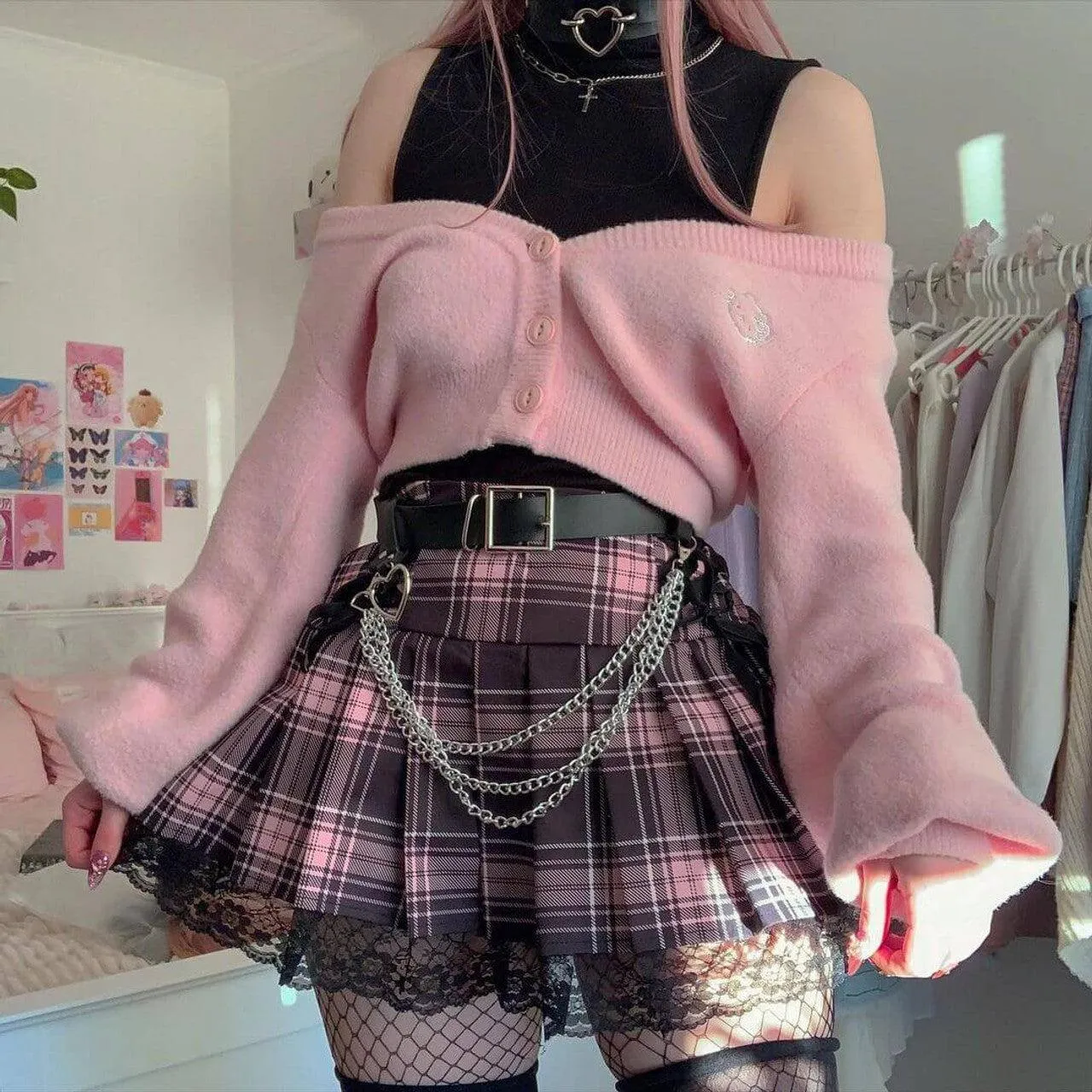 Pastel Goth Pleated Mini Skirt