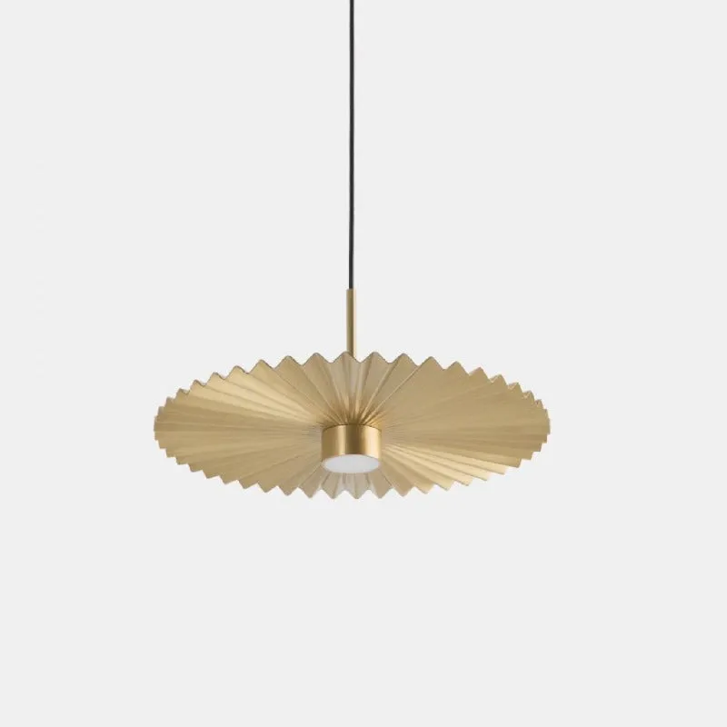 Pleated Brass Pendant Light