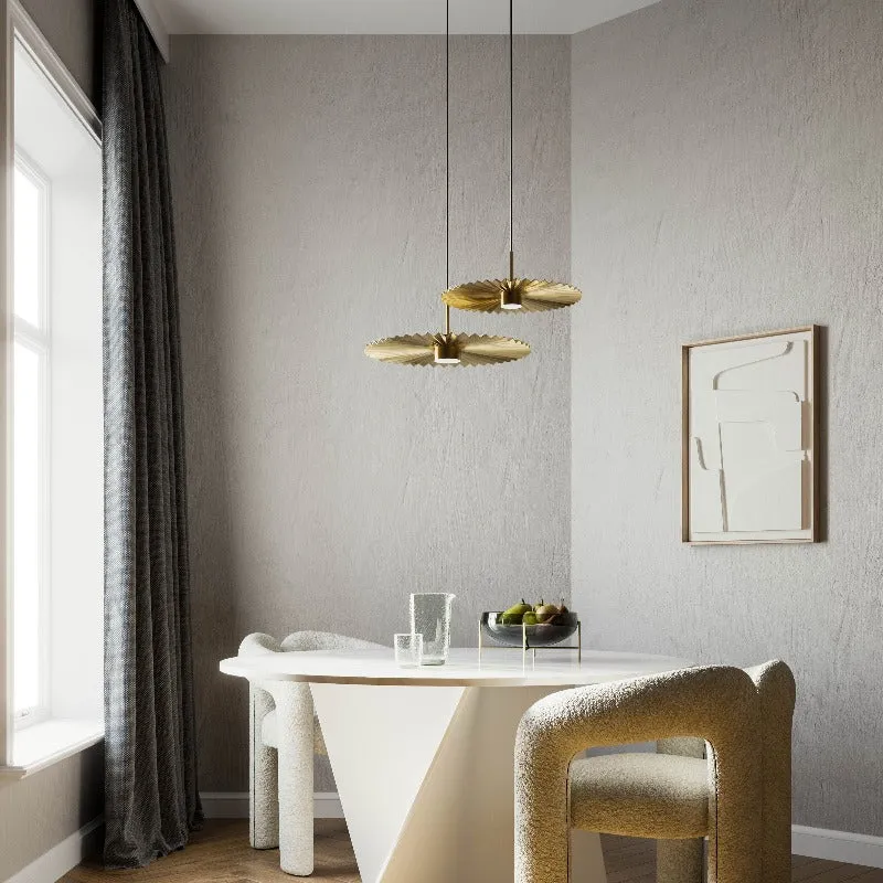 Pleated Brass Pendant Light