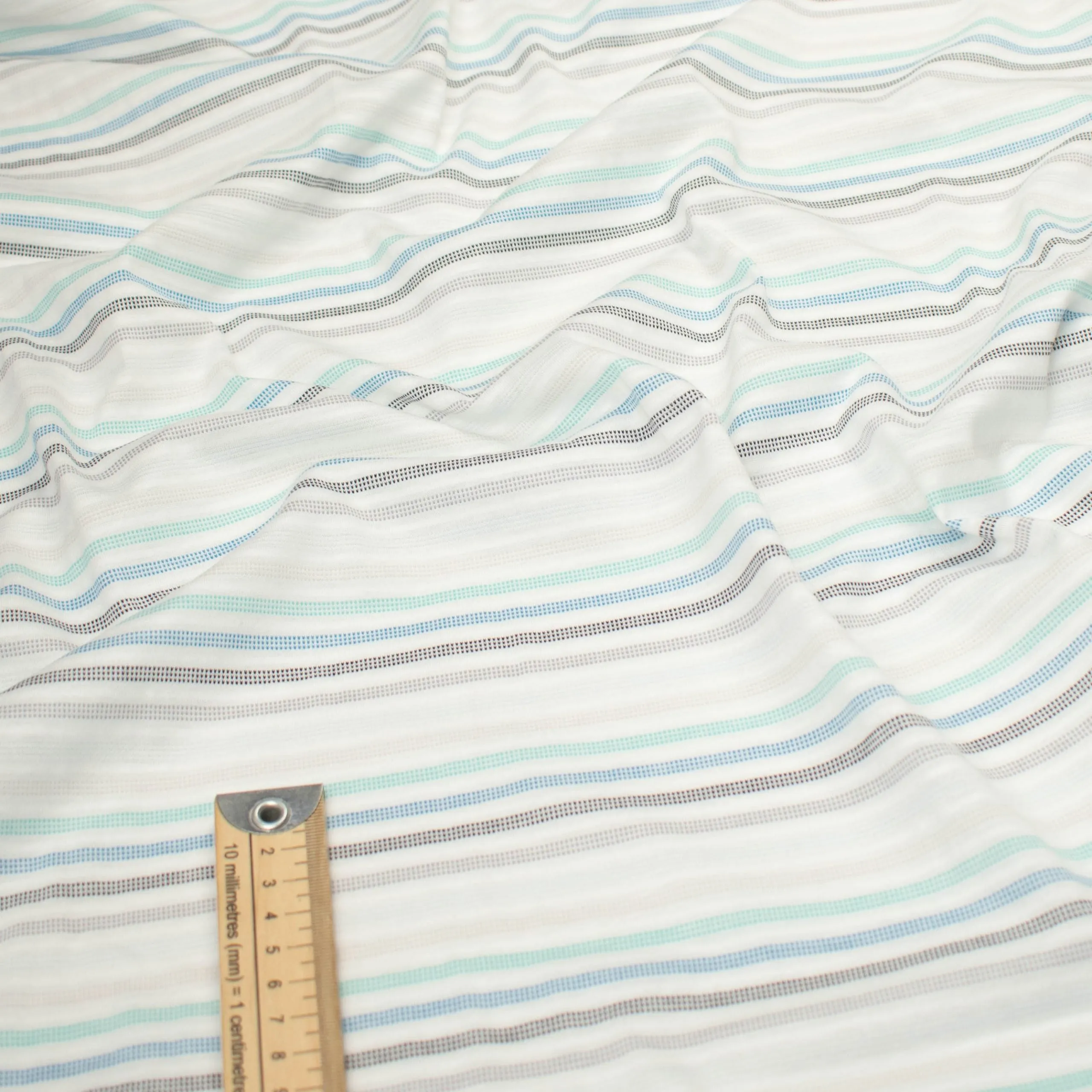 Printed Knits Design-42 Baby Blue & Silver Stripes