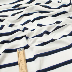 Printed Knits Design-89 Navy & Black Stripes on White