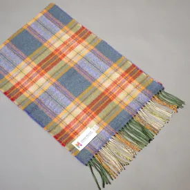 Pure merino wool scarf in petrol and orange check