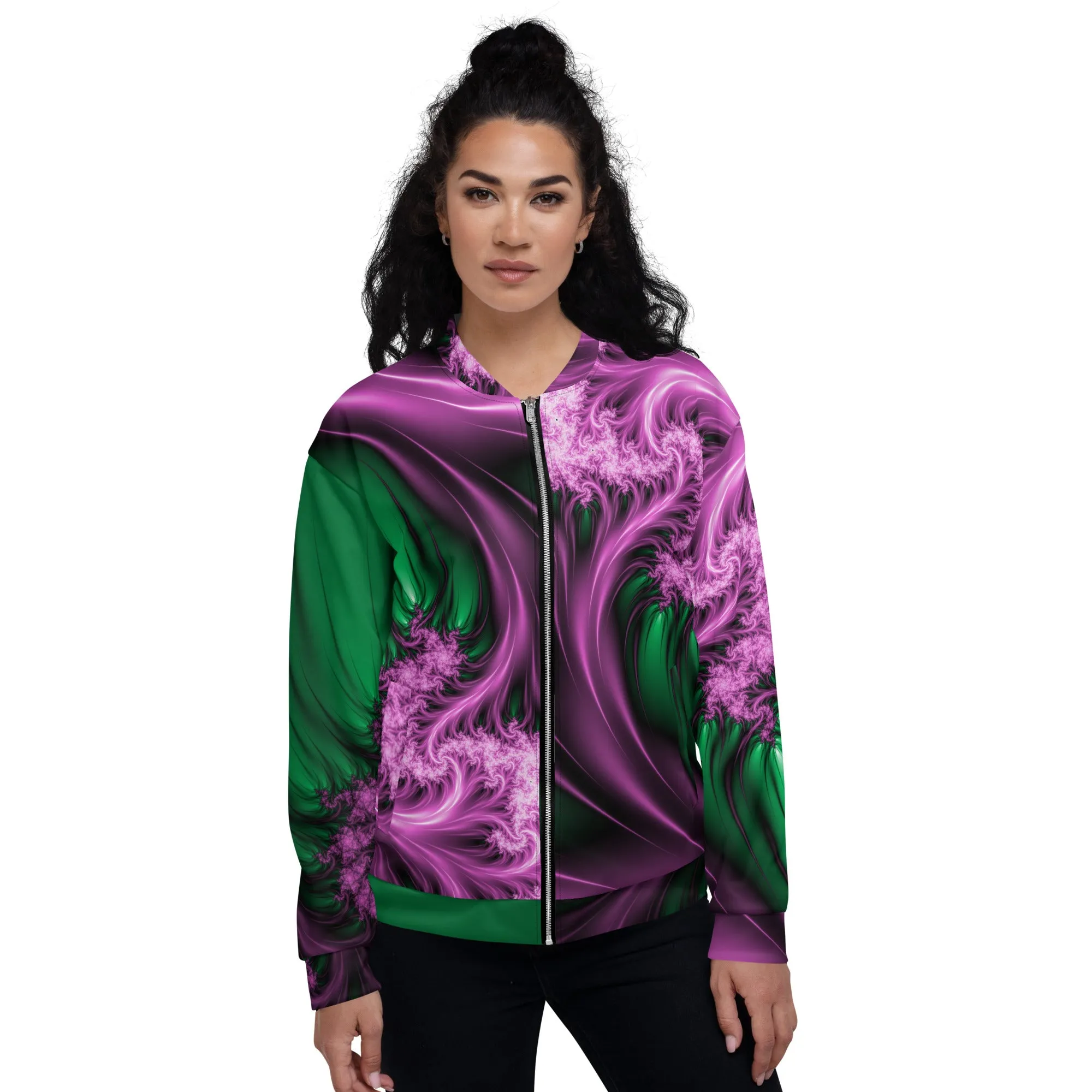 "Aurora Whispers Arctic Chic" Collection - Unisex Designer Bomber Jacket