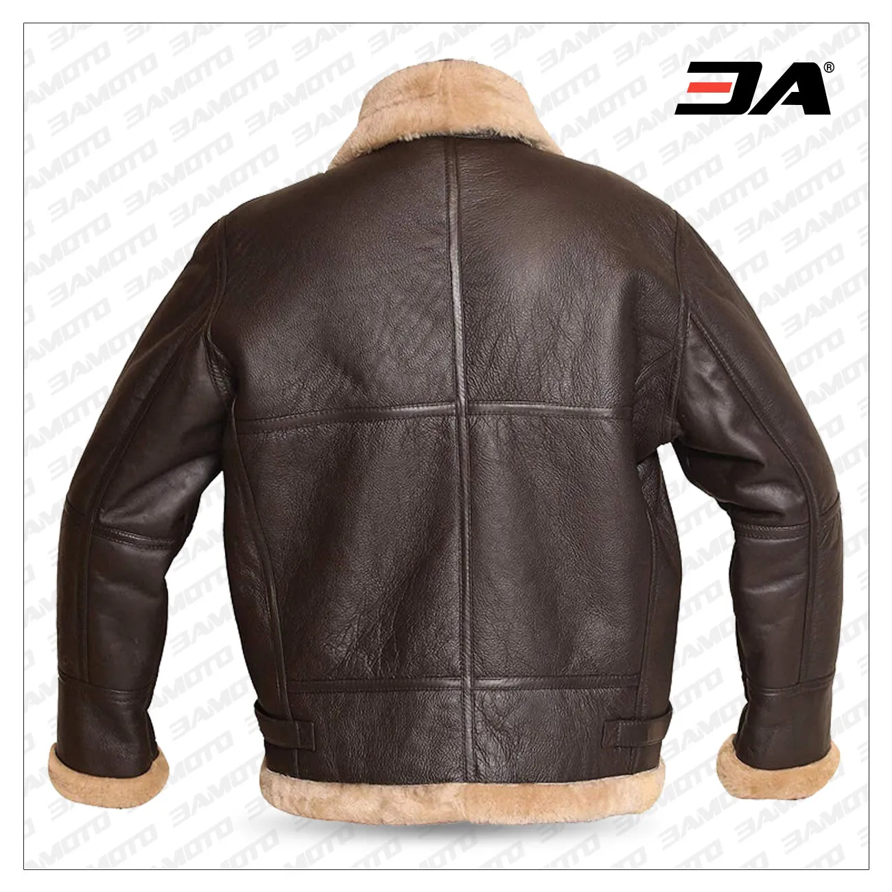 RAF Aviator Bomber Real Shearling Real Sheepskin Brown Leather Jacket