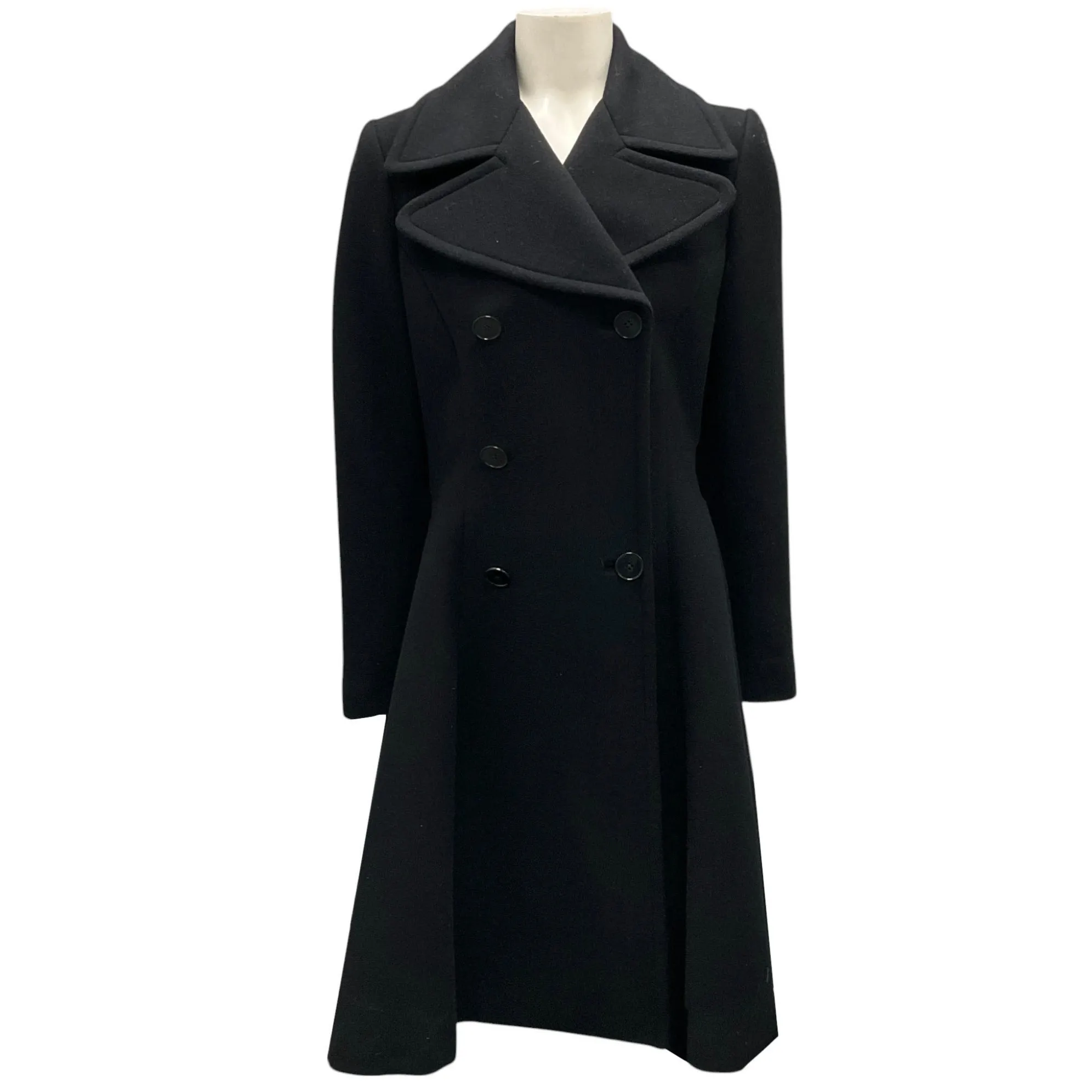 Ralph Lauren Collection Black Double Breasted Wool and Angora Swing Coat