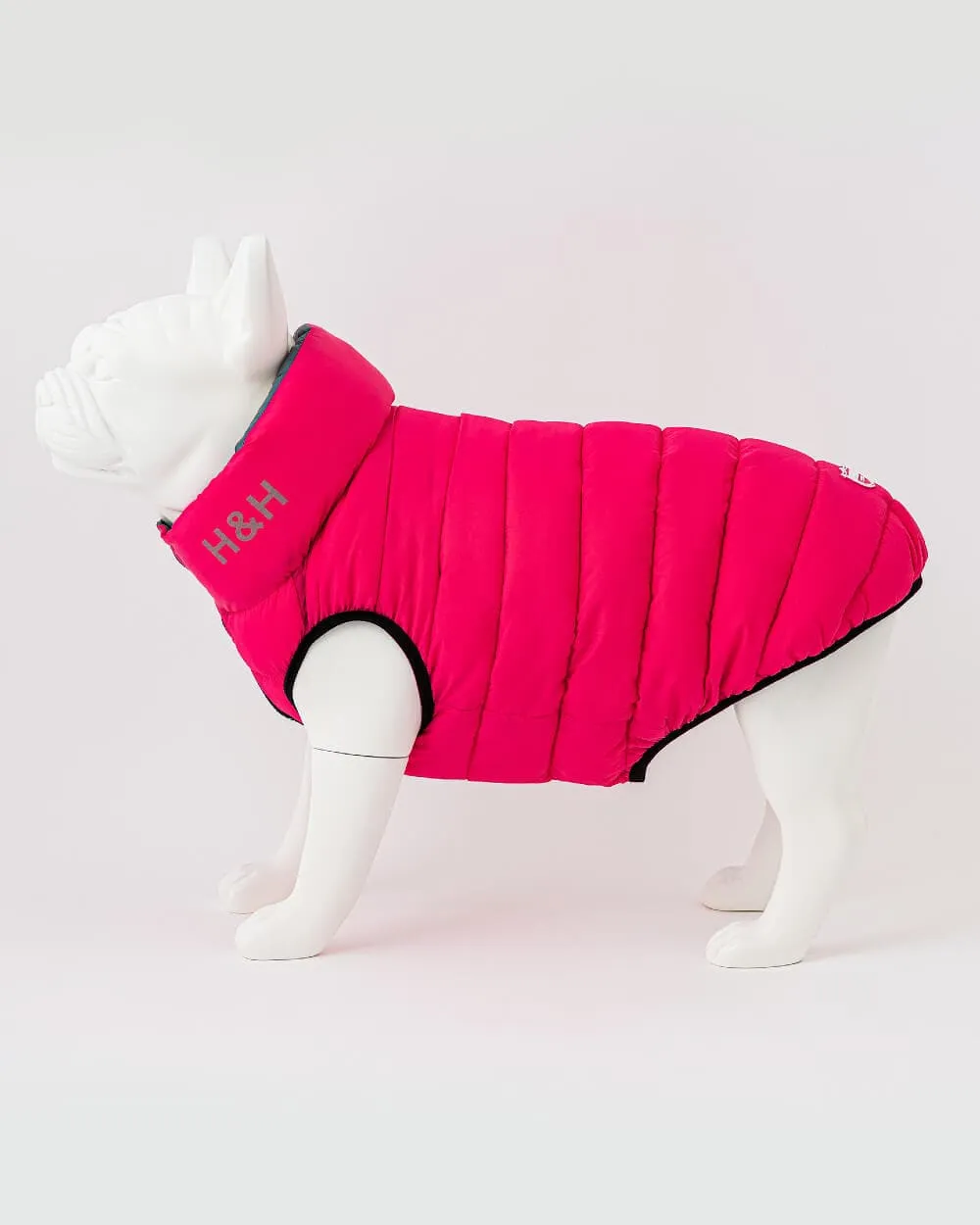 Reversible Dog Puffer Jacket - Pink and Grey