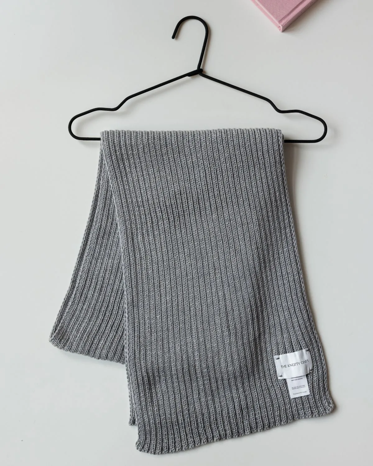 Rib Scarf: Grey Merino Wool