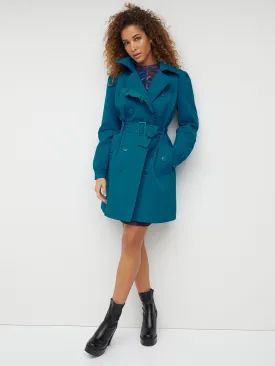 Ruffle-Trim City Trench Coat