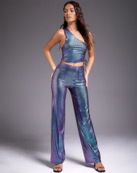 Rutika Crop Top in Holographic Purple