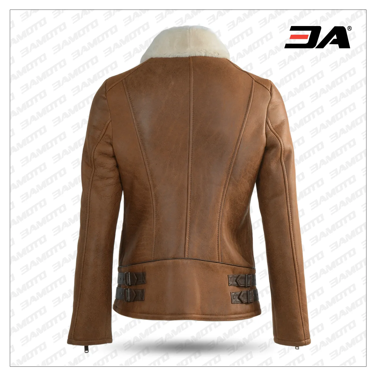 Side Zip Biker Jane Sheepskin B-3 Bomber Jacket