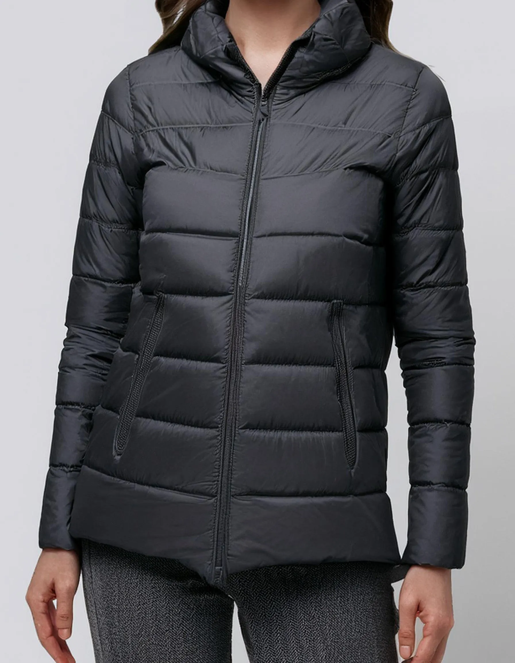 Sleek Black Fitted Puffer Jacket