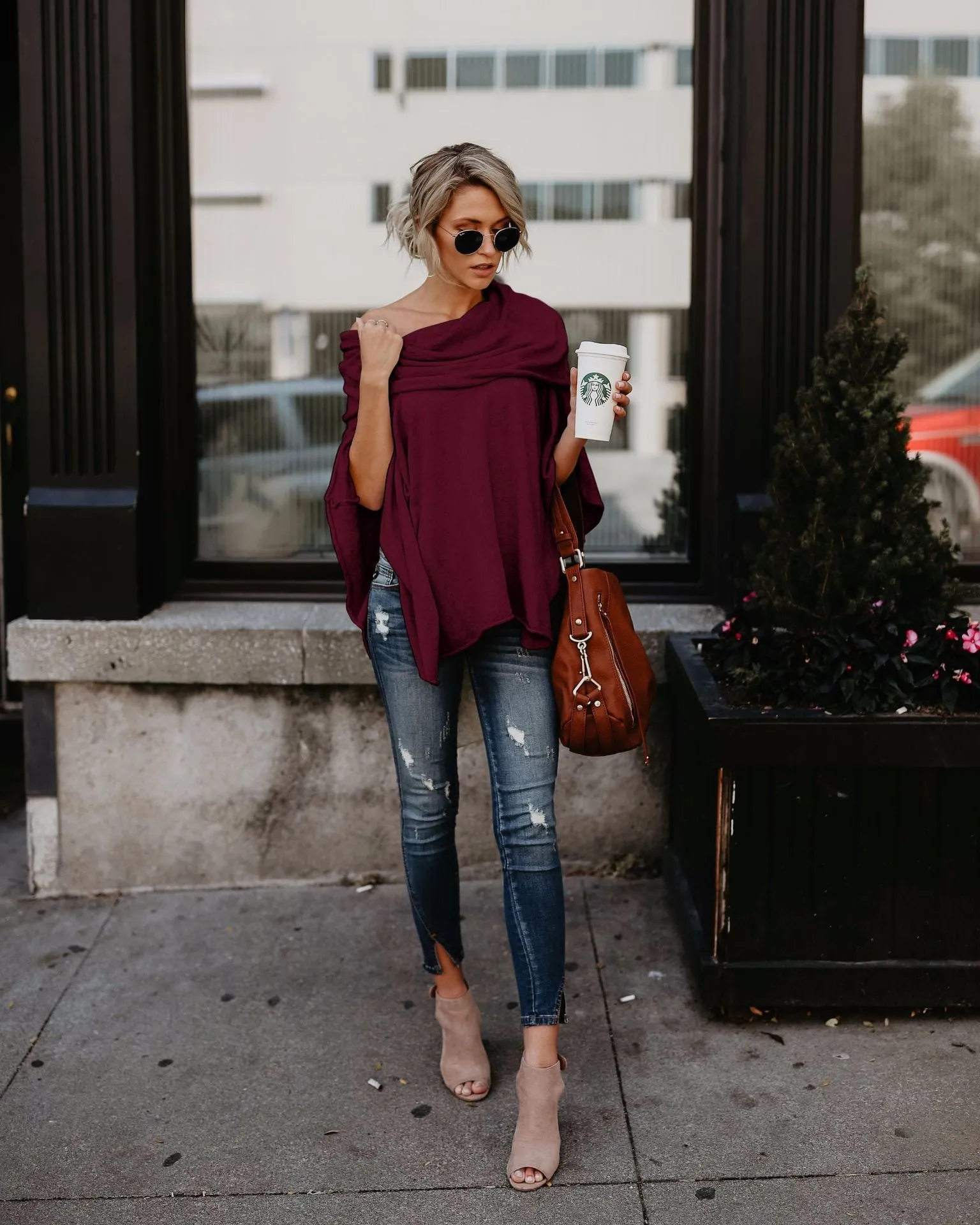 Solid Color Off Shoulder Irregular Tops