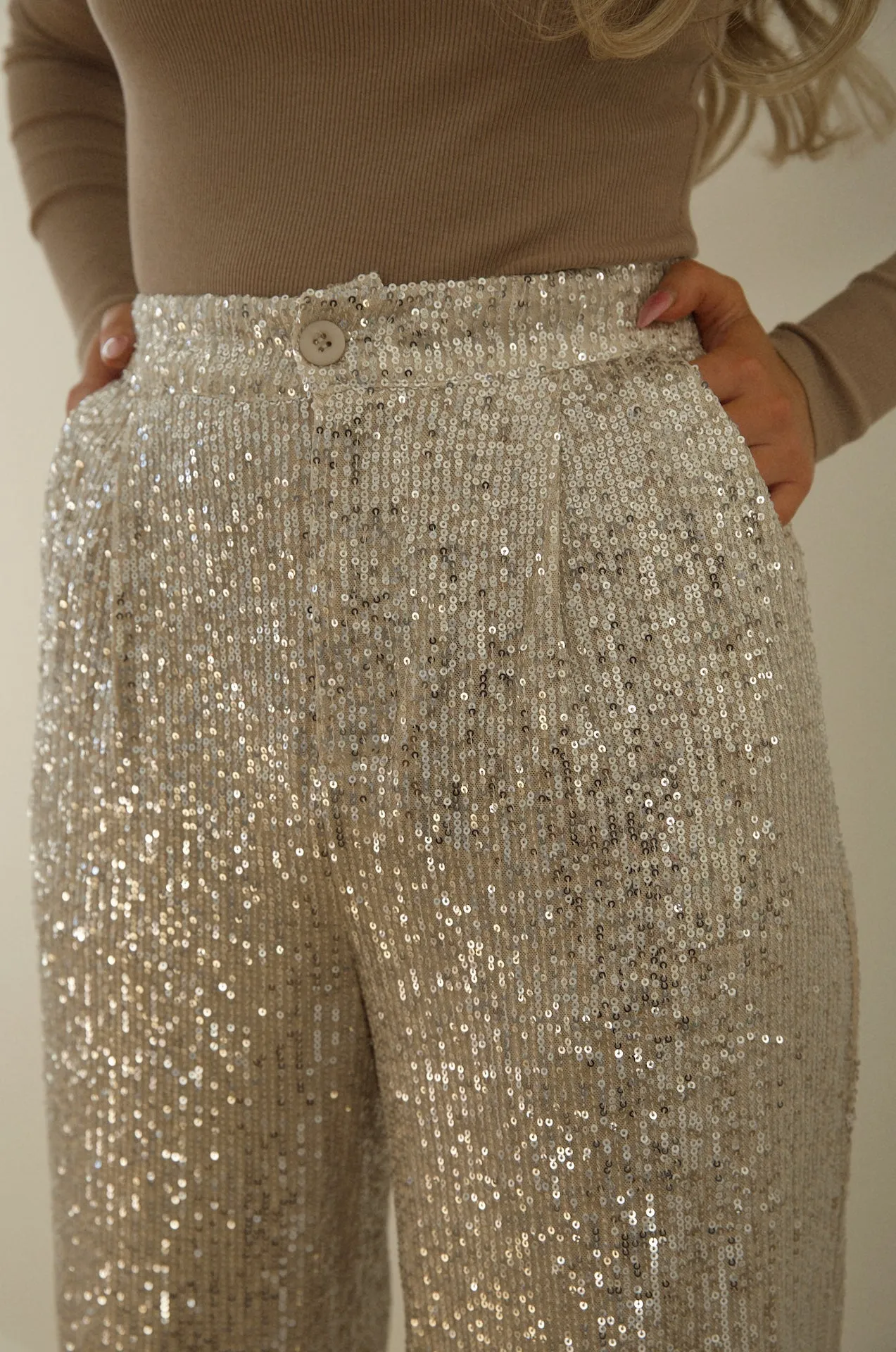 Sparkle Sequin Wide Leg Pants