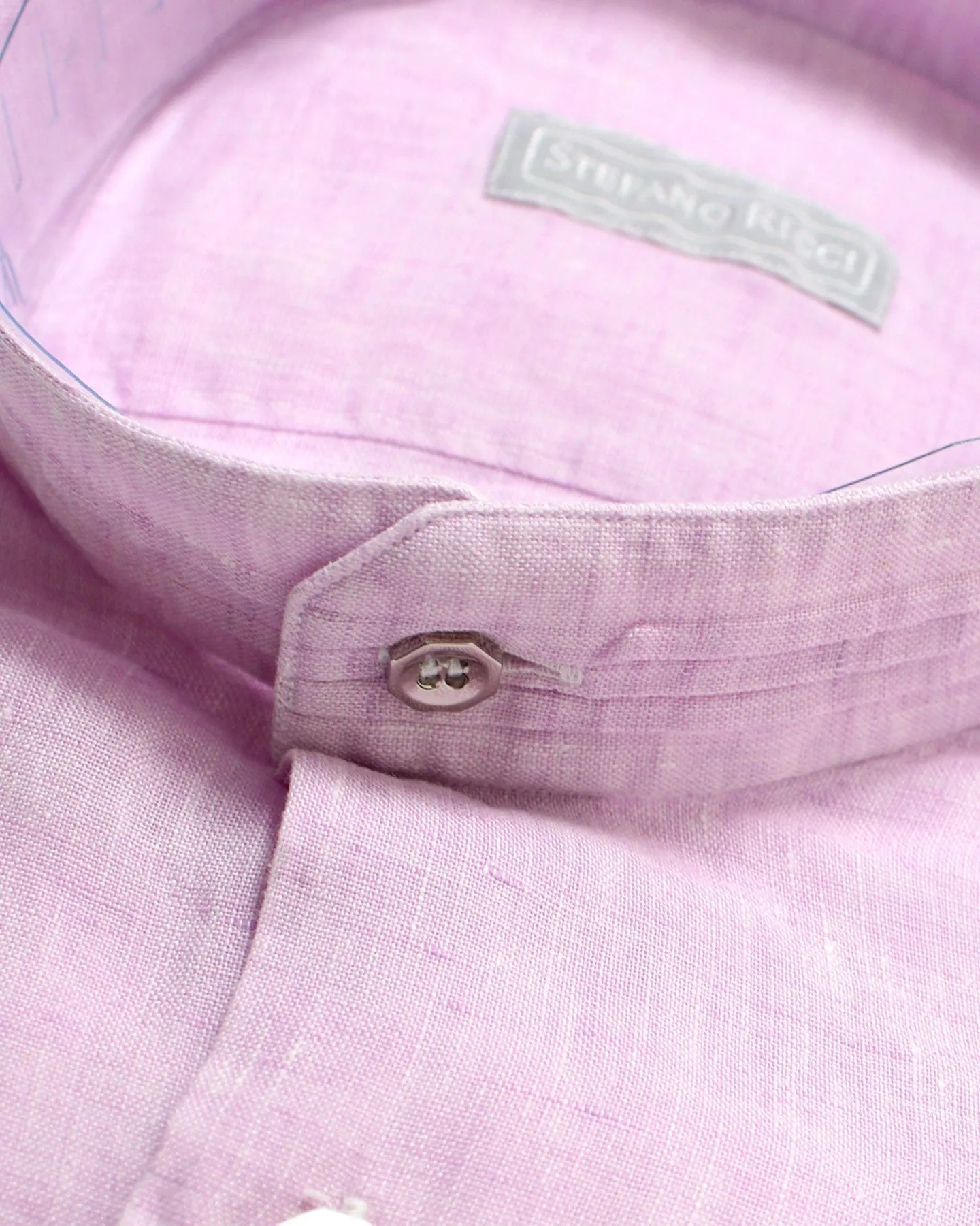 Stefano Ricci Linen Band Collar Shirt Pink 43 - 17 REDUCED SALE