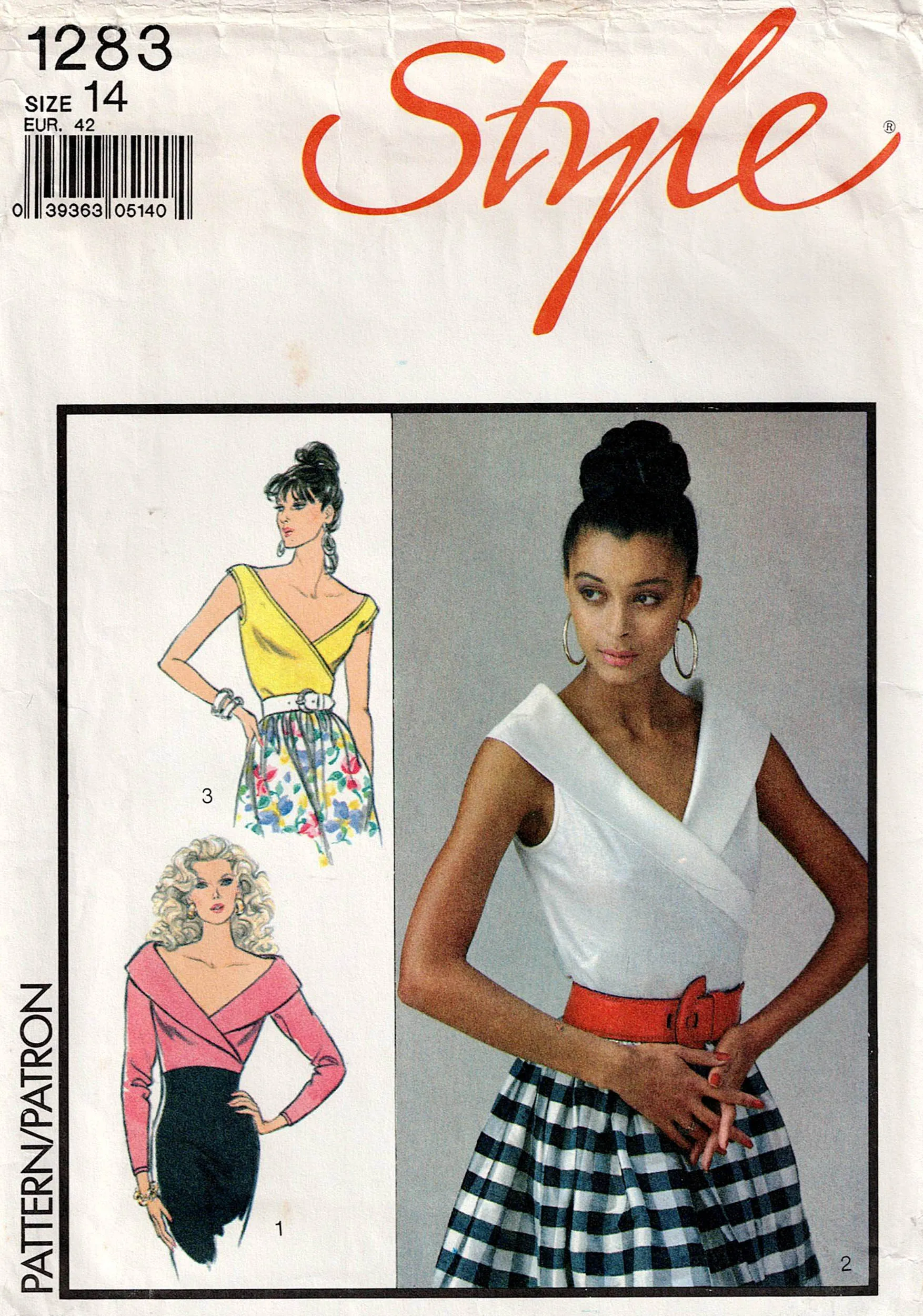 Style 1283 Womens Evening Wrap Tops 1980s Vintage Sewing Pattern Size 14 Bust 36 inches