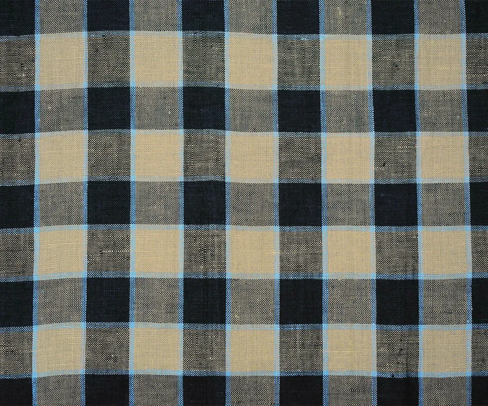 Taupe-Black-Beige Check Linen Woven Fabric