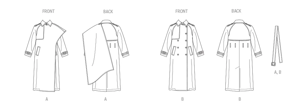 Vogue Sewing Pattern 2055 Trench Coats and Belt